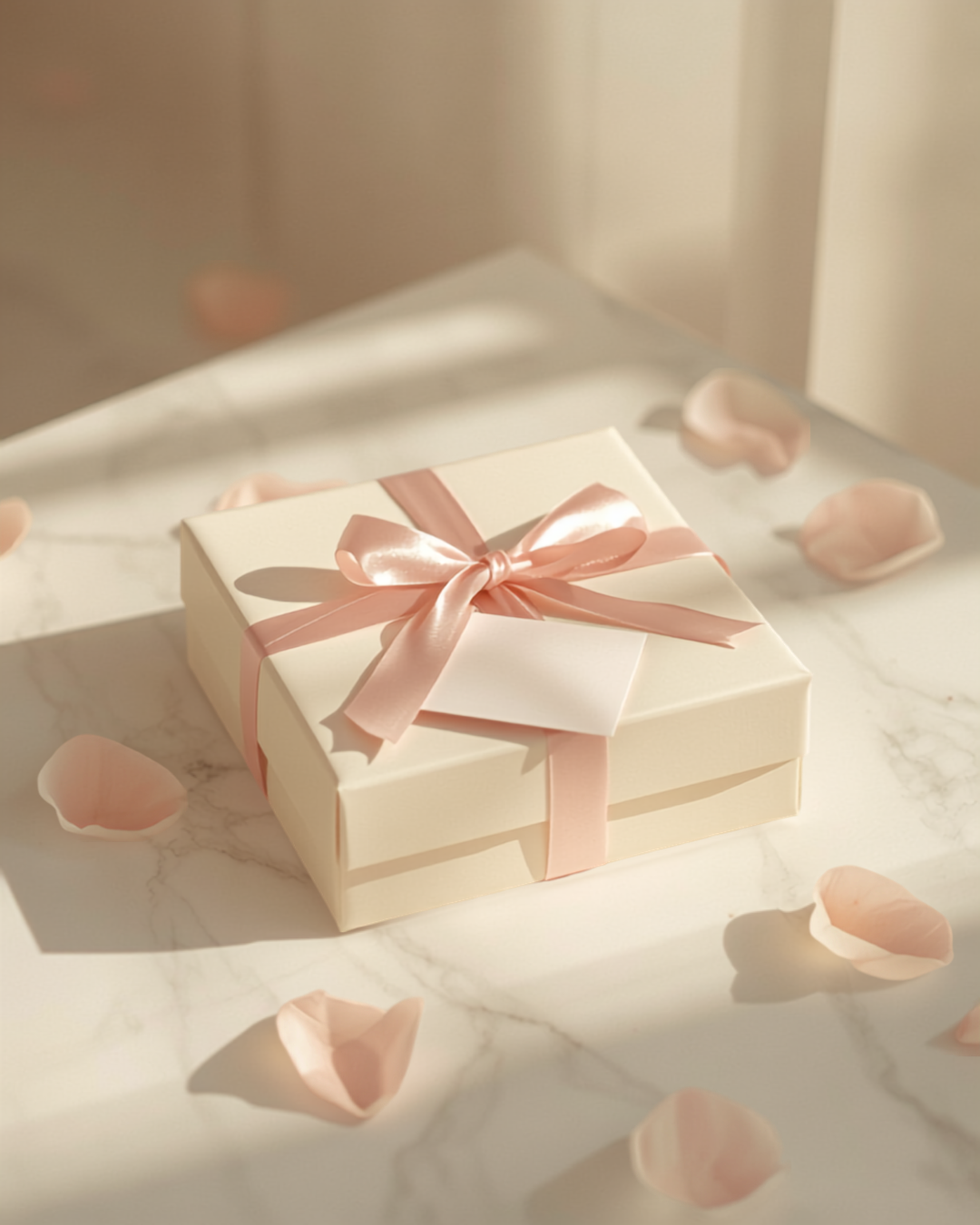 The Celebration Gift Box — ribbon-tied cream gift box with handwritten card
